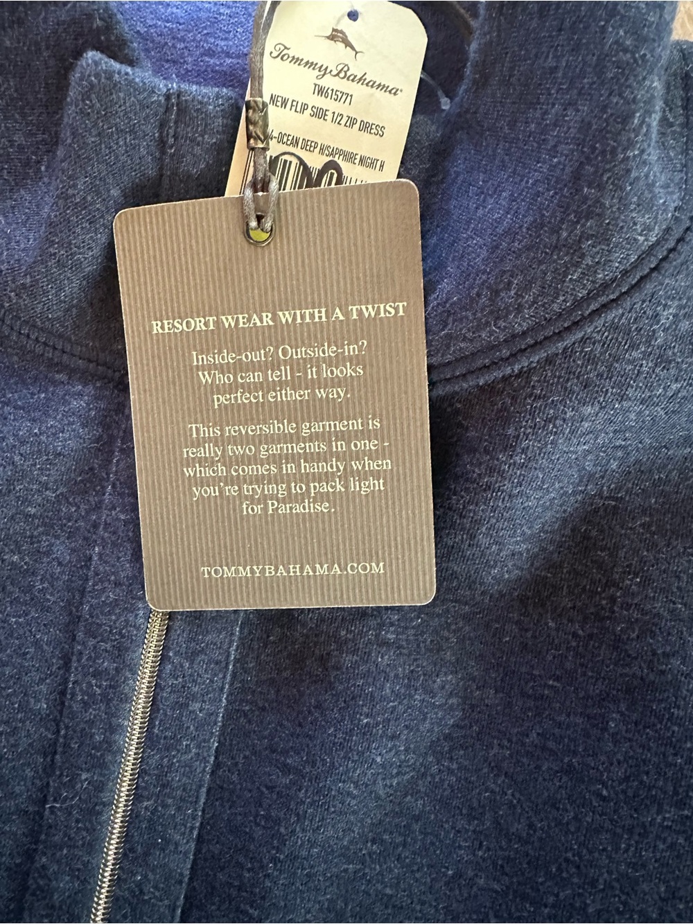 NWT 🆕Tommy Bahama 1/2  zip sweater Midi dress. Size M. 2 shades of blue - Picture 8 of 9